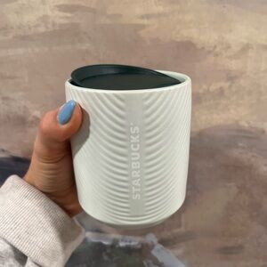 Starbucks Mint Green Pearl Pearlescent Ribbed Ceramic Coffee Tumbler | 8oz